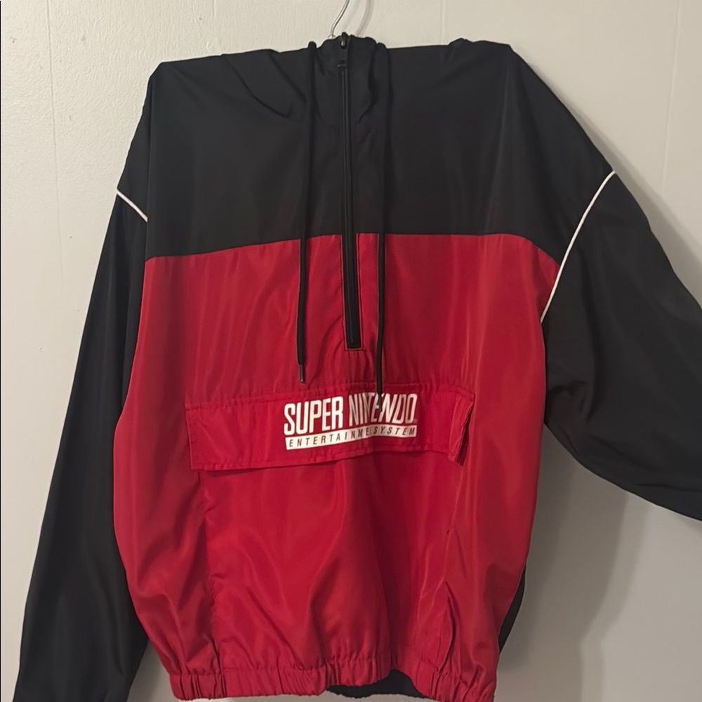 Super Nintendo Red and Black Windbreaker
